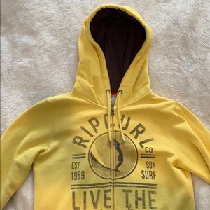 Rip Curl zip up yellow sweatshirt